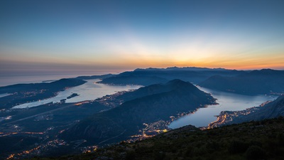 images of Coastal Montenegro - Bay of Kotor Sunset 