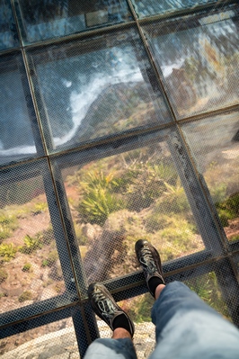 View through the glass floor is not for the faint hearted