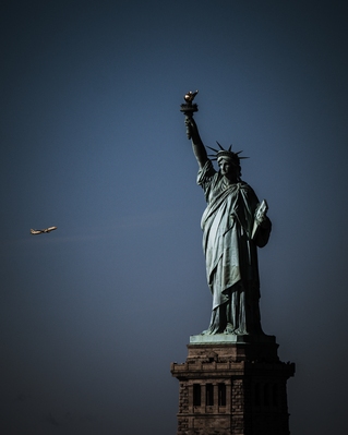 This image Statue Of Liberty was photographed from the Staten Island ferry.