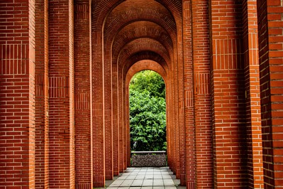 The brick hallway in National Taiwan Library