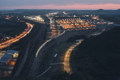 England photography spots - Channel Tunnel terminal from Castle Hill