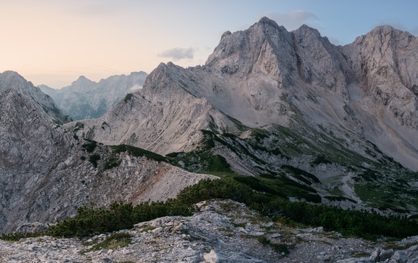Views towards Rinka peaks, at the back, there is Ojstrica peak