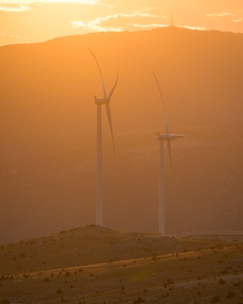 Wind turbines above Mostar