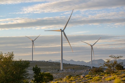 Wind turbines above Mostar
