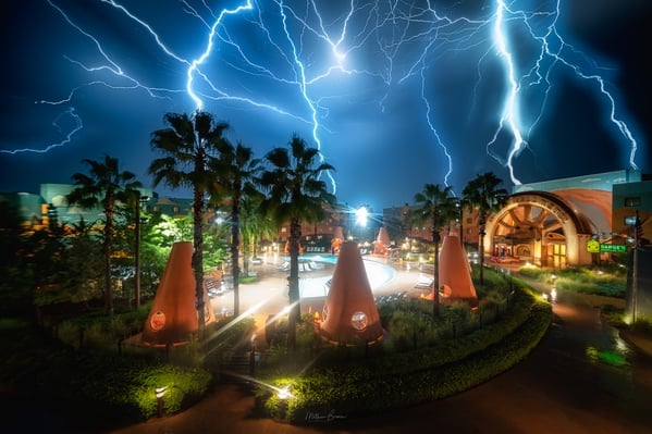 Composite of a lightning storm seen from the Cars suites