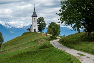 Slovenia images - Jamnik Church Front View