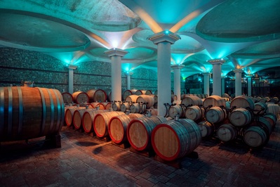 Wine cellar at Stobi winery