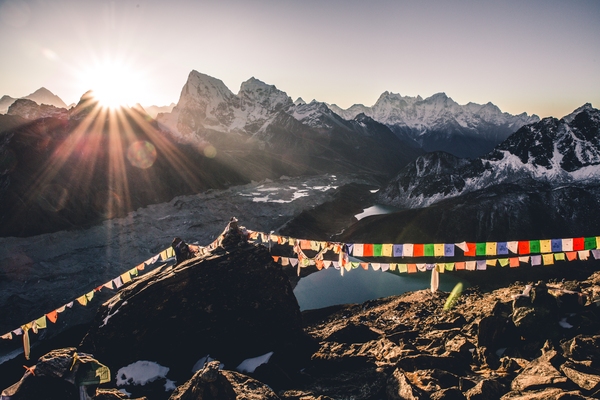 This photo was taken during Gokyo Valley Trek in Nepal. It is a famous viewpoint for panoramic mountain and lake views. 