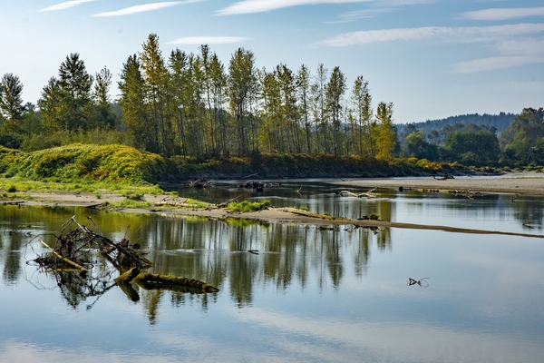 There are many points along the Snohomish River outside of Snohomish, WA itself where you can get beautiful river images. This is one of them, and it turned out well despite the haze from fires in the Cascade mountains.