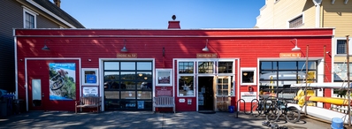 Original fire house now converted to retail outlets.
