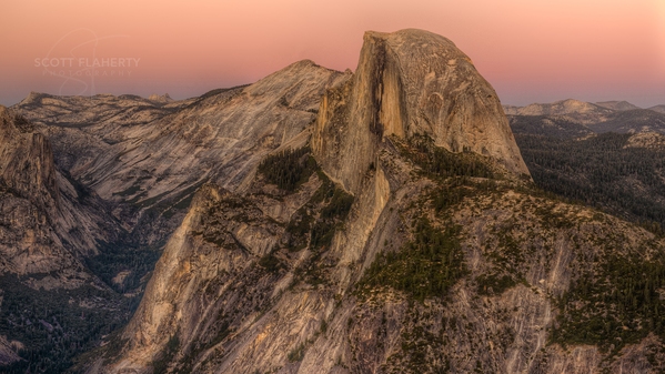 The view of Half Dome from Glacier Point. I was amazed at how many of the tourists left this location, by the time I created this image. 