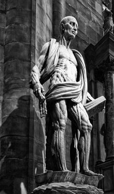 Statue of St. Bartholomew Flayed was one of 12 Apostles and an early Christian martyr