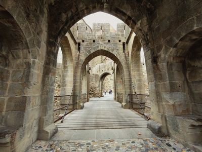 These are the first medieval arches the public pass through to enter Carcassonne castle.