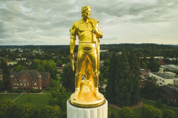 The Golden Pioneer atop the State Capitol building