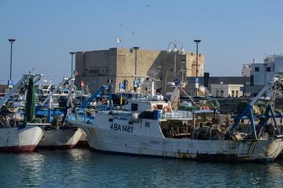 Monopoli Harbour (Porto Antico) with the Castello Carlo V in the background