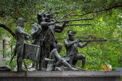 The Haitian Monument, in Savannah's Franklin Square, recognizes the contribution of the all-Black Chasseurs-Volontaires de Saint-Domingue to the fight for American independence.