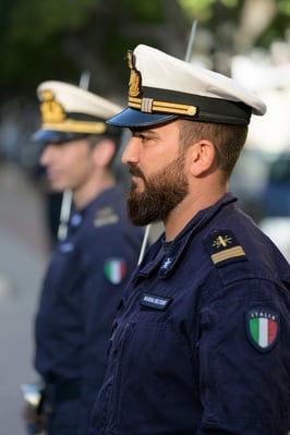 Navy troops waiting for the ceremony in Taranto, Italy.