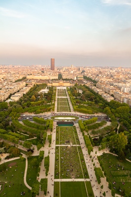 A view from the Tower: down the Champ des Mars during the golden hour