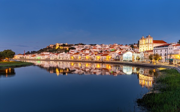 Blue hour view of the town