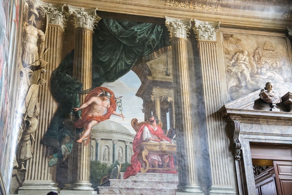 Hampton Court Palace - murals  on the King's Stairs and entrance to King William's apartments