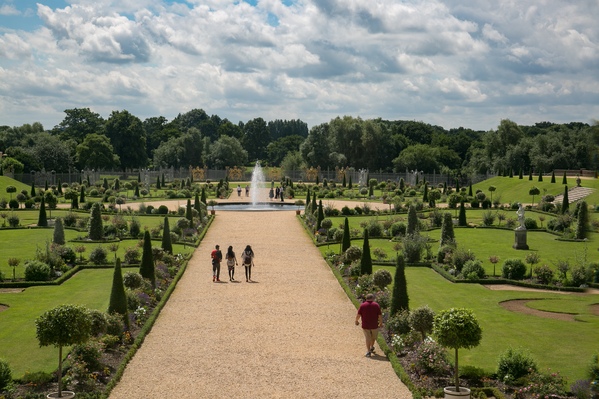 The gardens at Hampton Court, taken from an upper window of the Palace