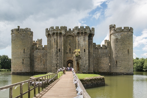 Bodiam Castle from the end of the entrance bridge