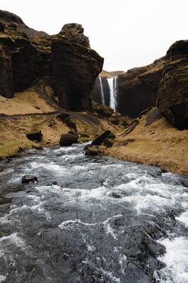 pictures of Iceland - Kvernufoss - Walk Behind The Waterfall.