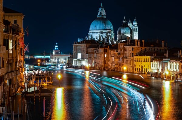 The famous Ponte dell'Accademia bridge long exposure after sunset! It's fairly difficult to keep the trip steady.