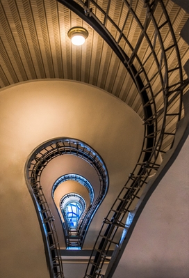 
 The staircase of the Museum of Czech Cubism in Prague,  has a unique  shape, like a light bulb.
You do not need to pay for entry to the museum, just walk past the ticket office to the staircase. 
I have chosen to present vertically flipped version of the  image  to go with my title 'Everything begins with an idea'