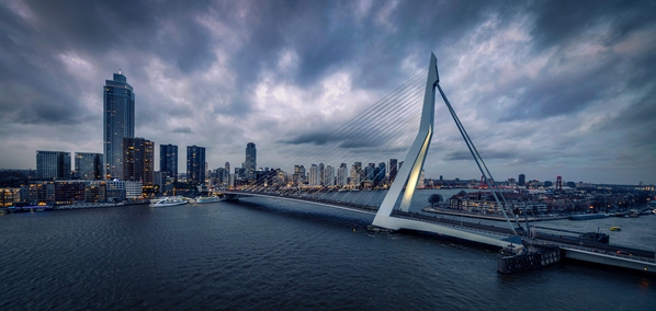 The Erasmus bridge from the top of the Cruise Ship in the middle of January.
