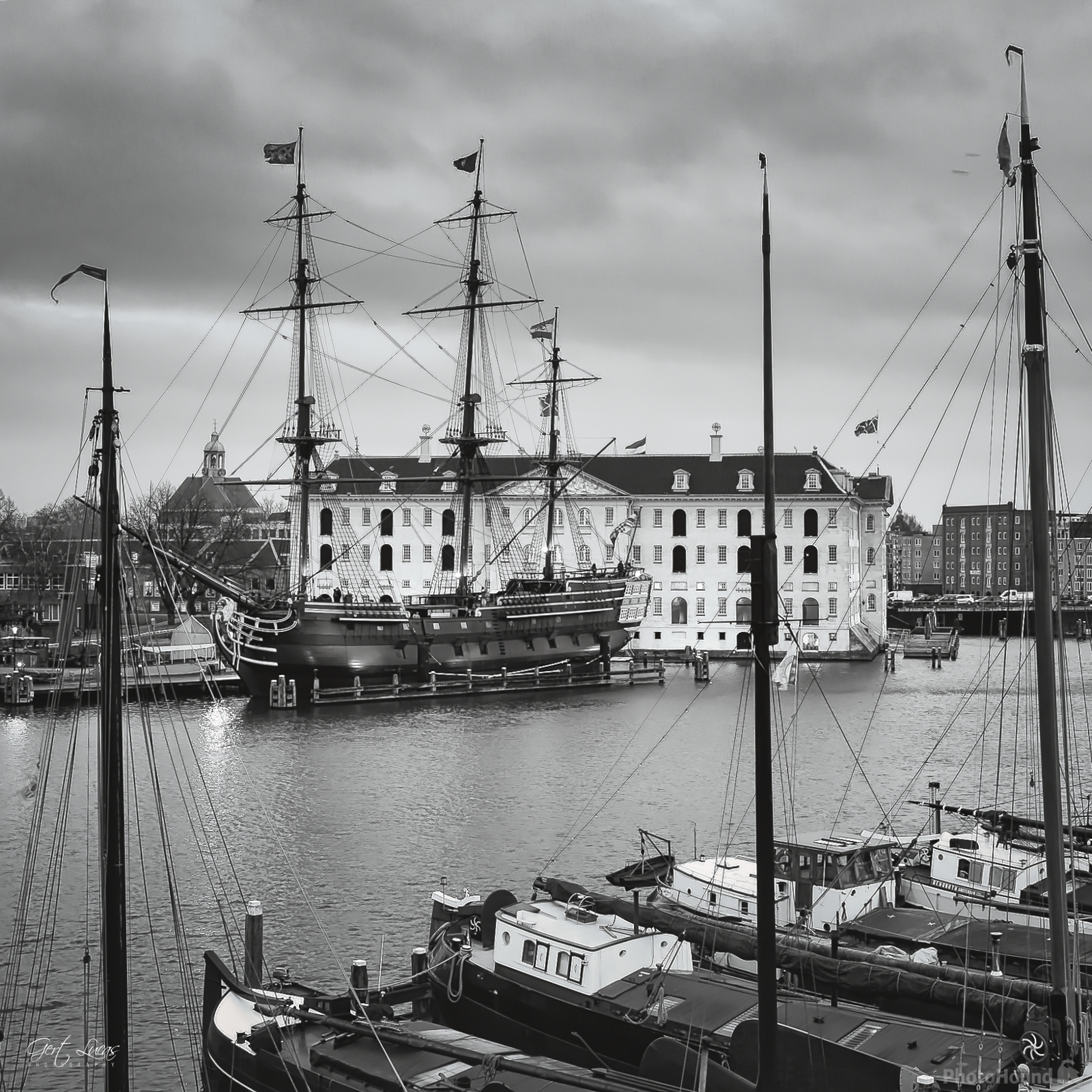 Image of View of the Maritime Museum & The Amsterdam Replica by Gert Lucas
