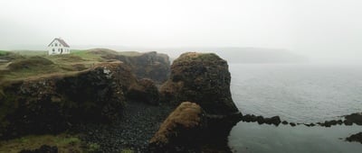 images of Iceland - Stapafell and the little white house at Arnarstapi