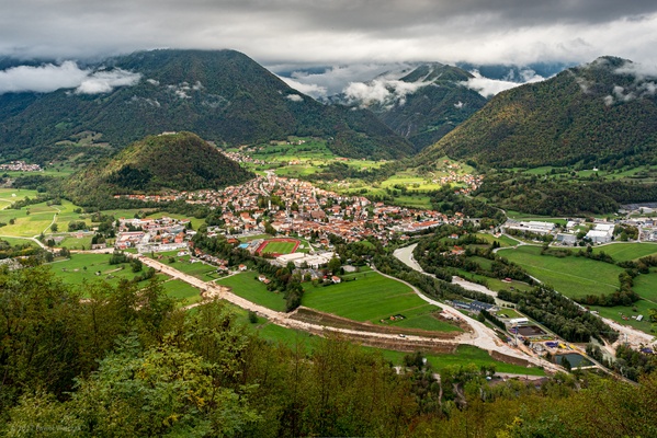 View on Tolmin from Bučenica viewpoint.