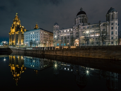 Merseyside instagram locations - The Three Graces - Reflected