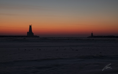The glow of morning sunrise, Cobourg Lighthouse