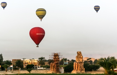 Colossi of Memnon - taken from a hot air balloon