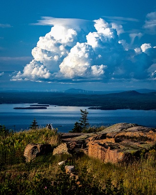 Late afternoon dramatic clouds form over Acadia Natl. Park