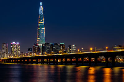 With a height of 555m at the time of opening, the Lotte World Tower is the tallest skyscraper in South Korea and the fifth tallest in Asia and the world.