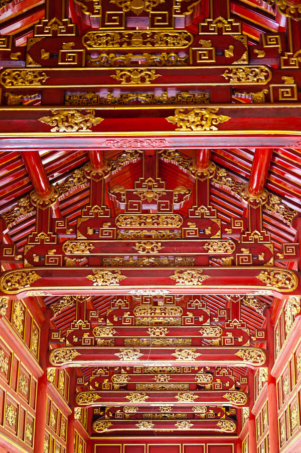 Purple Forbidden City Red Wooden Hallway