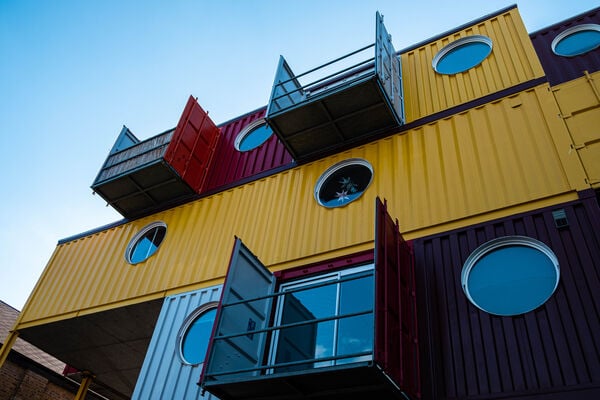 Small flats for artists in a container city 
