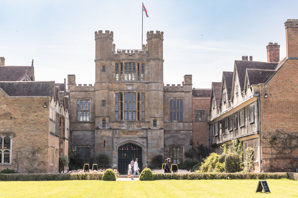 Coughton Court - the rear view, which has beautiful formal gardens in front - ranging from tulips in the spring to roses throughout the summer months