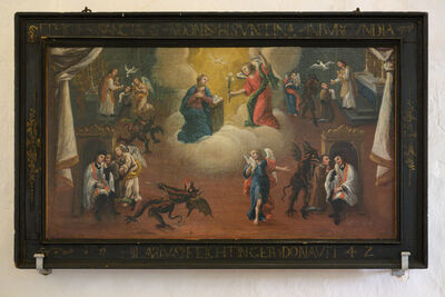 A painting, located in the left side of the church.