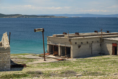 One of the abandoned factories at Goli otok