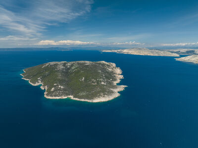 Aerial view of Sveti Grgur island