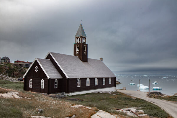 This is the Zion's church in Ilulissat.  It is such a beautiful building I wanted to capture it in its entirety.  This proved to be a good mission for an overcast day!