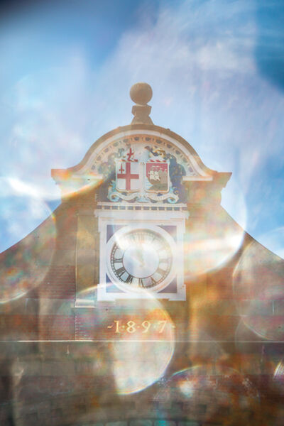 Front detail of Windsor Royal Station (with a Lensbaby Omni twist)