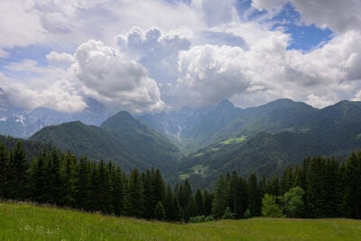 Matkov Kot valley and Kamnik-Savinja Alps from Solčava panoramic road