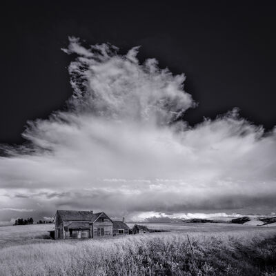 Old Weber House near Pullman, WA with approaching storm.