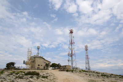 Telecommunications centre at the top of Kamenjak hill, Rab island.