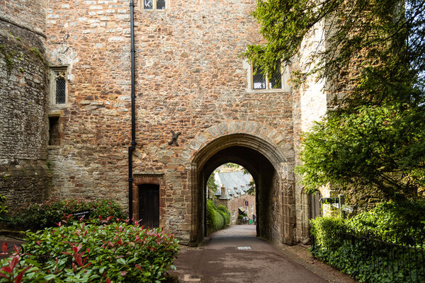 Leaving Dunster Castle through the arch 